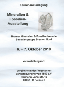 Mineralien-und Fossilienausstellung Fällt aus!!! @ Vereinsheim des Vegesacker Schützenvereins von 1852 e.V. | Bremen | Bremen | Deutschland